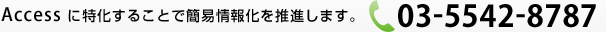 Access に特化することで簡易情報化を推進します。TEL：03-5542-8787