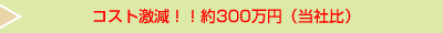 コスト激減約300万円（当社比）